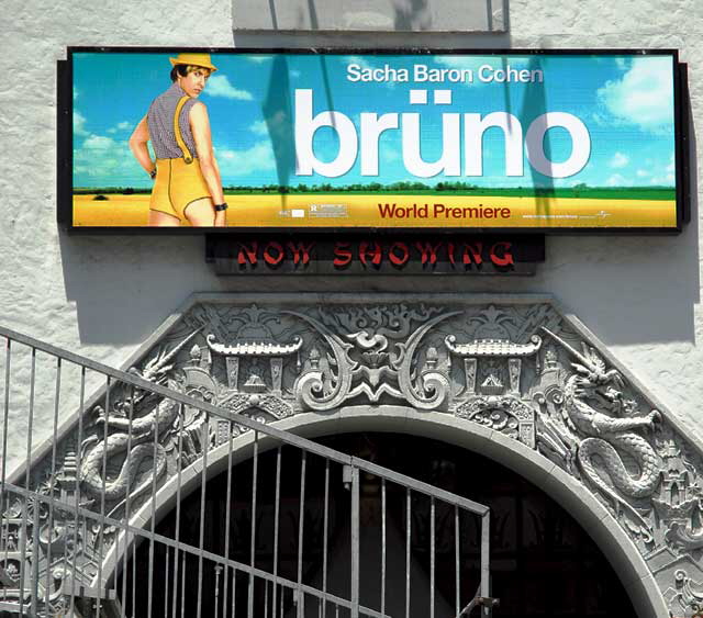 Setting up for the premiere of "Bruno" - the Sacha Baron Cohen film - at the Chinese Theatre on Hollywood Boulevard, Thursday, June 25, 2009