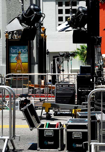 Setting up for the premiere of "Bruno" - the Sacha Baron Cohen film - at the Chinese Theatre on Hollywood Boulevard, Thursday, June 25, 2009