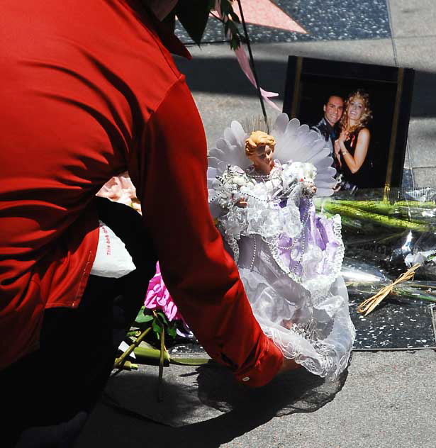 The scene at Farah Fawcett's star on the Hollywood Walk of Fame - on the northwest corner of Hollywood Boulevard and Sycamore - the day of her death, Thursday, June 25, 2009