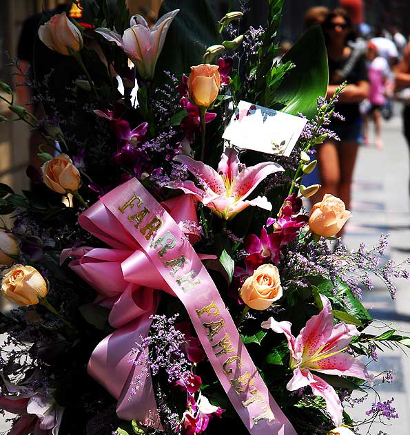 The scene at Farah Fawcett's star on the Hollywood Walk of Fame - on the northwest corner of Hollywood Boulevard and Sycamore - the day of her death, Thursday, June 25, 2009