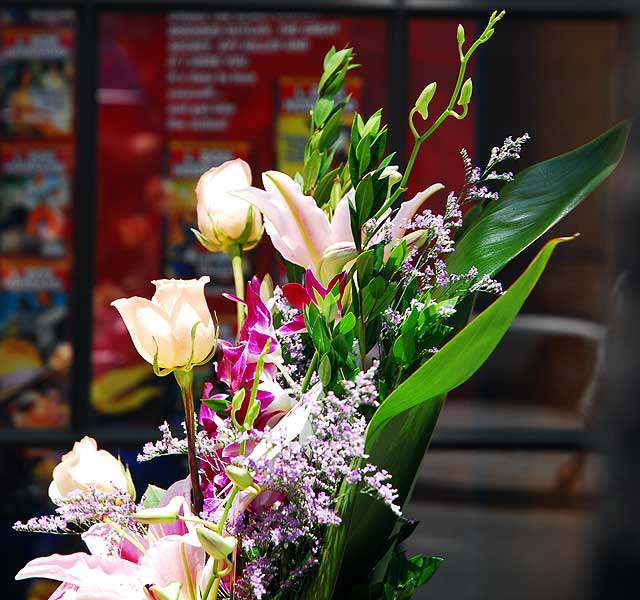 The scene at Farah Fawcett's star on the Hollywood Walk of Fame - on the northwest corner of Hollywood Boulevard and Sycamore - the day of her death, Thursday, June 25, 2009