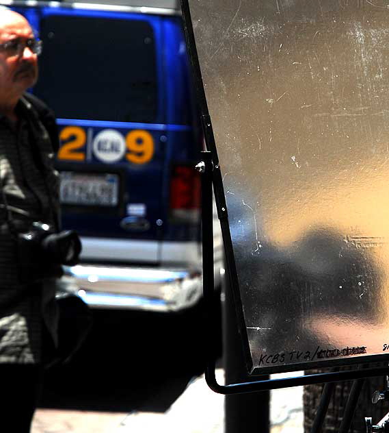 The scene at Farah Fawcett's star on the Hollywood Walk of Fame - on the northwest corner of Hollywood Boulevard and Sycamore - the day of her death, Thursday, June 25, 2009