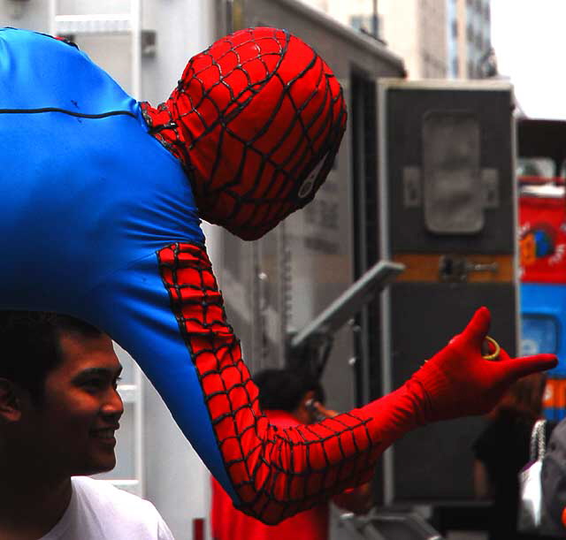 Spiderman impersonator in the front of Grauman's Chinese Theater