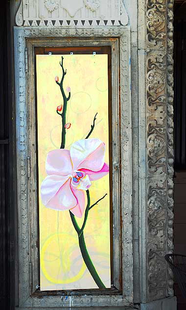 Orchid Print at a café in Wilcox Avenue, Hollywood - west wall of the former Warner Pacific Theater from the twenties Orchid Print at a café in Wilcox Avenue, Hollywood - west wall of the former Warner Pacific Theater from the twenties