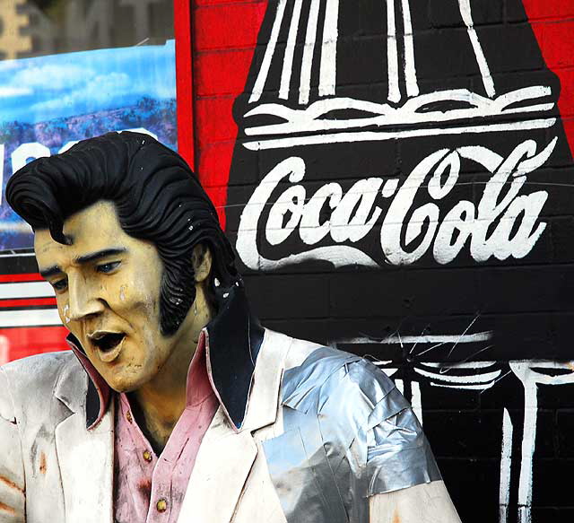 Fiberglass Elvis Presley with duct tape, Hollywood Boulevard