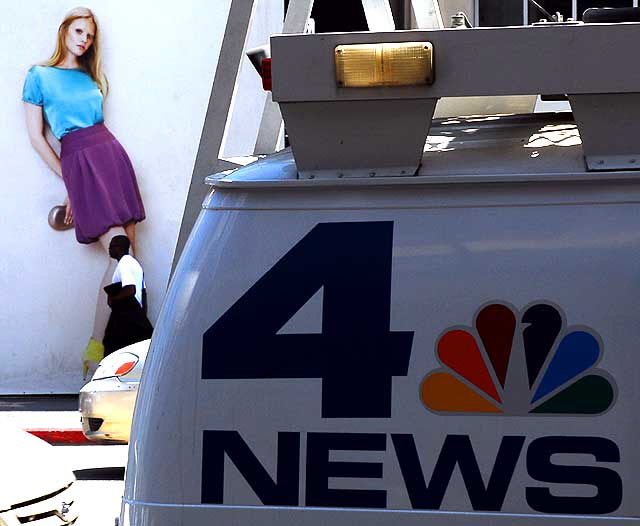 News van and billboard, Hollywood Boulevard