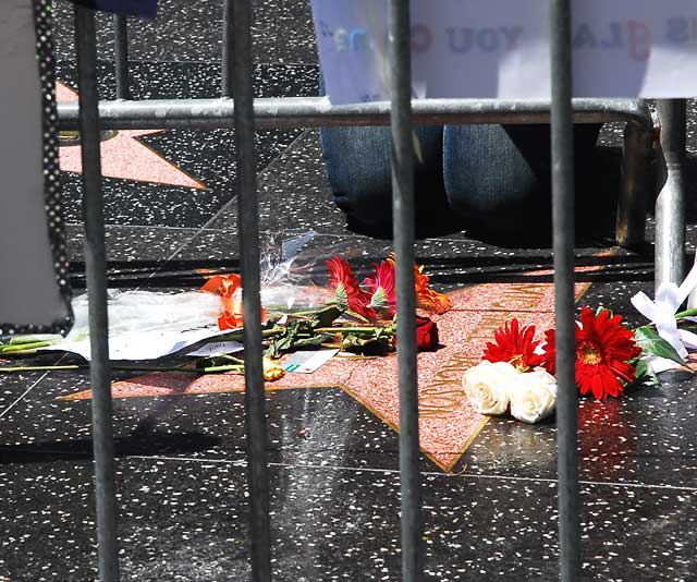 Michael Jackson's star on Walk of Fame, at Grauman's Chinese Theater, Hollywood, on the day of his memorial service at Staples Center