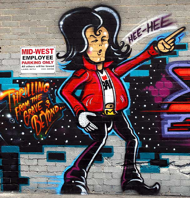 Michael Jackson mural signed "Ghetto Magik" - the parking lot of Mid-West Lighting in East Hollywood, Hollywood Boulevard at Harvard