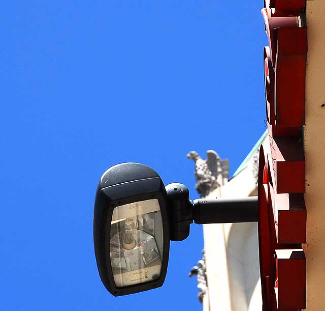 Lamp at Ripley's Believe It or Not on Hollywood Boulevard, Hollywood First National Bank eagle in background 