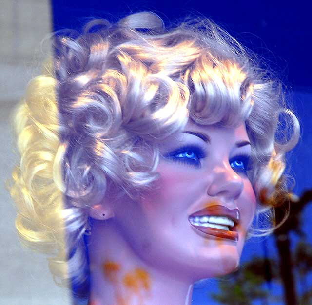 Blond mannequin, Betty Page shop, Hollywood Boulevard at Cherokee