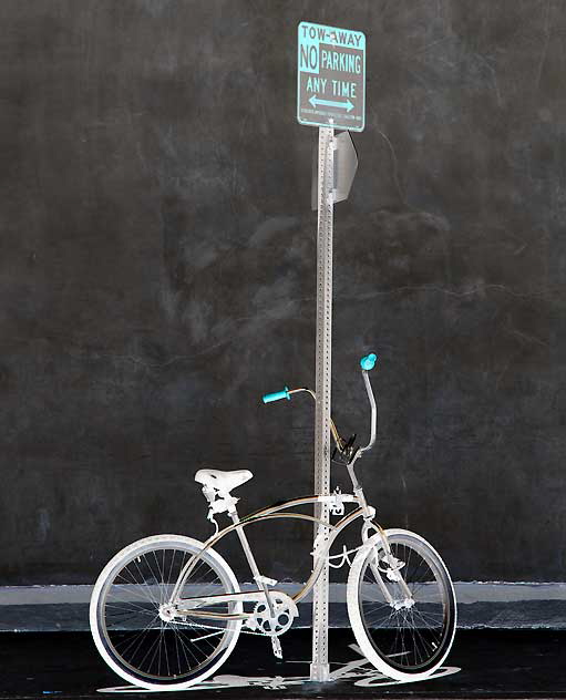 Bicycle and signs, Venice Beach, negative print 