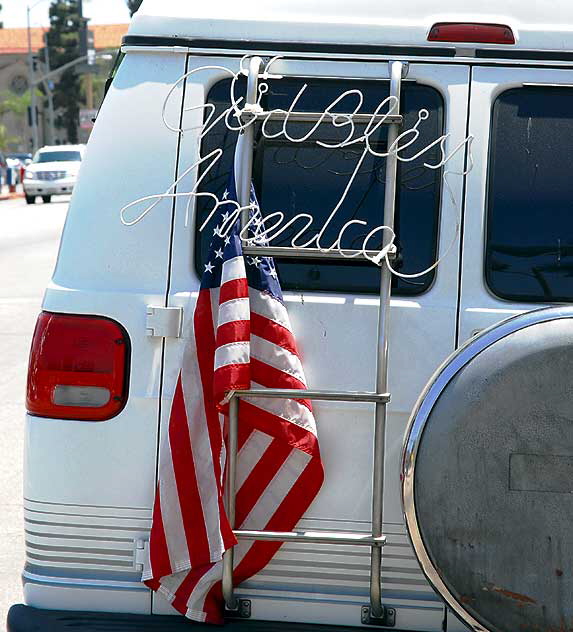 "God Bless America" van parked on Vine Street in Hollywood, just north of Melrose Avenue