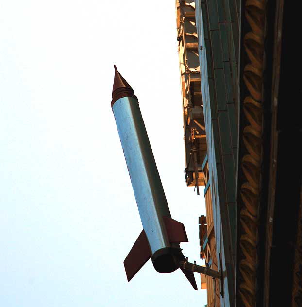 Fake rocket on Art Deco wall, Hollywood Boulevard