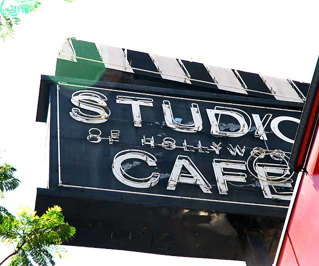 Old sign for the Studio Caf of Hollywood, northeast corner of Hollywood Boulevard and Cherokee