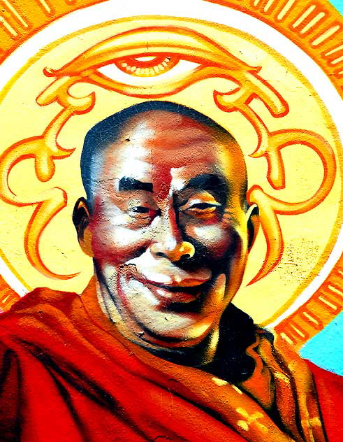 Dali Lama - detail of "Free Tibet" mural, Melrose Avenue