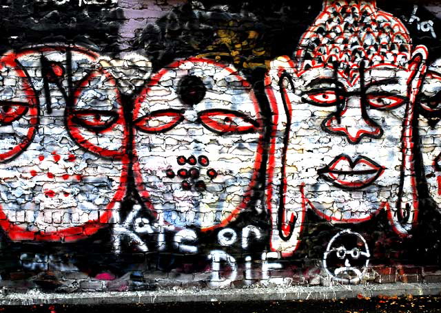 "Kate or Die" - faces in an alley off La Brea at First, Los Angeles