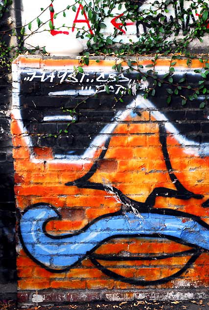 Blue Moustache - graffiti in an alley off La Brea at First, Los Angeles