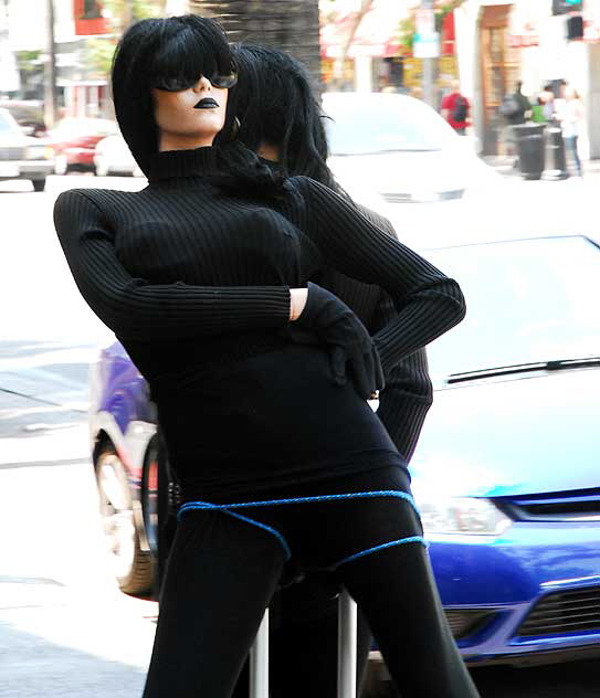 Man in black with his mannequin on Hollywood Boulevard 