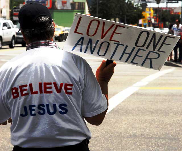 The "Jesus Man" of Hollywood, the northwest corner of Hollywood and Highland