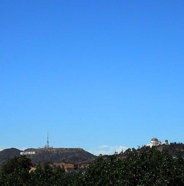 Hollywood Sign and the Griffith Park Observatory as seen from Sunset Junction (Sunset Boulevard near Hyperion) 