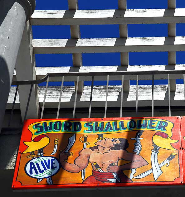 Sign at the Venice Beach Freak Show building on Ocean Front Walk