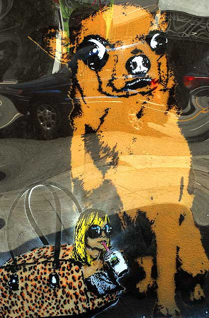 Odd Dog - graphic under plastic on Sunset Boulevard, Hollywood