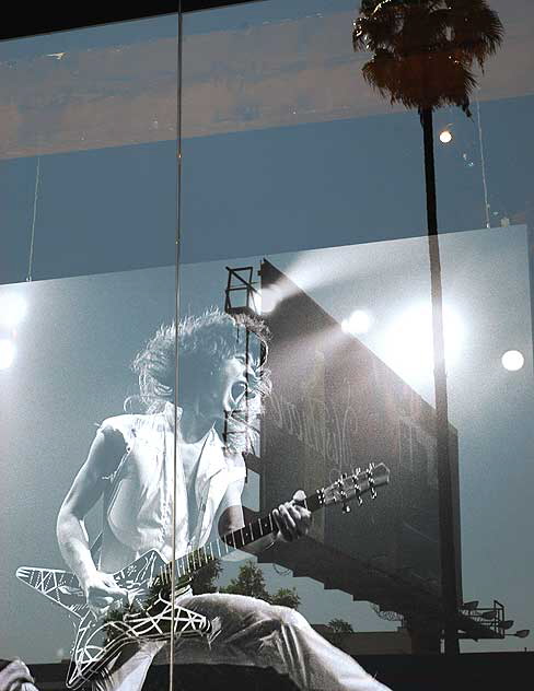 "Rock Star under Glass" - window on Sunset Boulevard, Hollywood