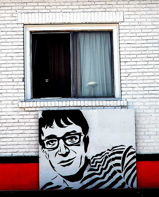 Face above beauty shop at Hollywood Boulevard and Rodney in Los Feliz