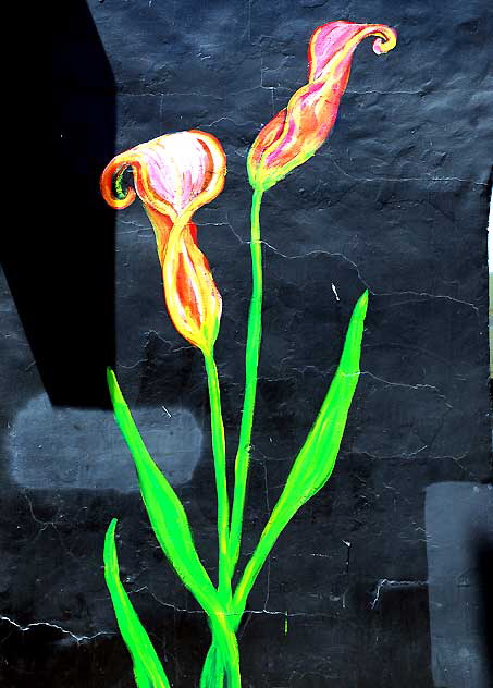 Flower Painting on Black Wall of Abandoned Store, Melrose Avenue at Formosa