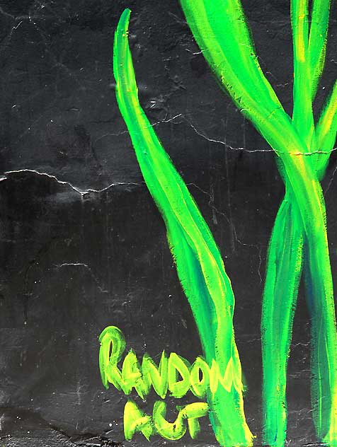 Flower Painting on Black Wall of Abandoned Store, Melrose Avenue at Formosa