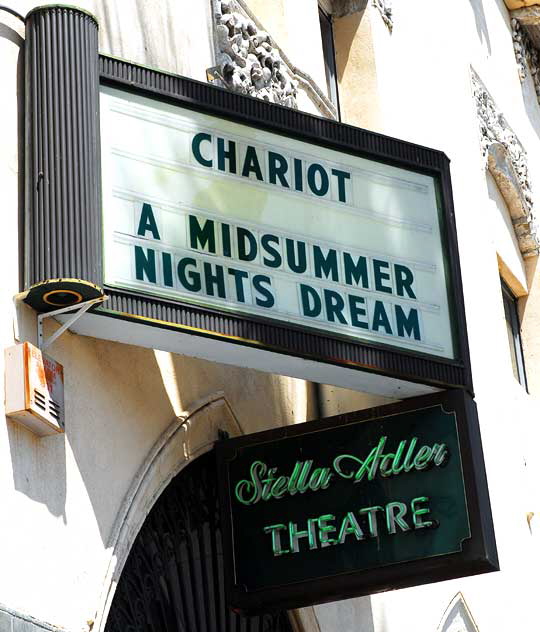 Stella Adler Theater on Hollywood Boulevard, marquee on Friday, August 14, 2009