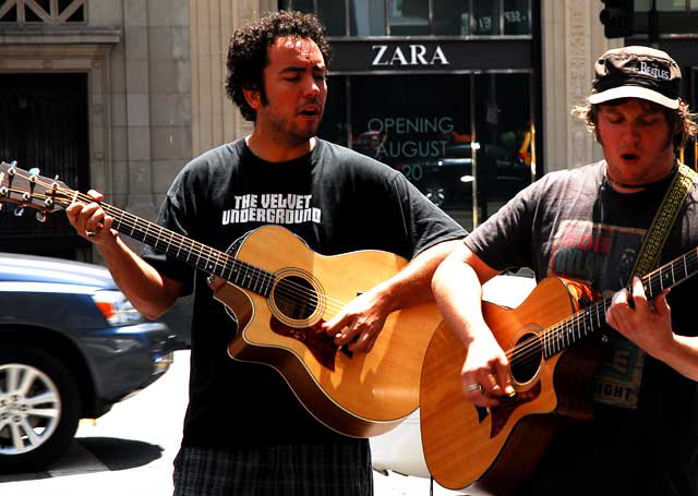 Street musicians on Hollywood Boulevard, Friday, August 14, 2009