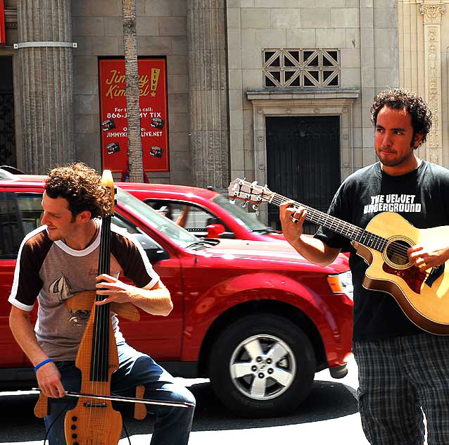 Street musicians on Hollywood Boulevard, Friday, August 14, 2009