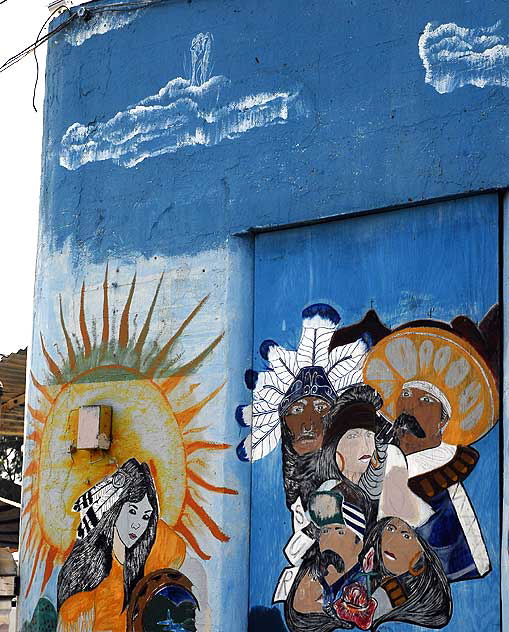 Unattributed mural on the west wall of an auto repair yard at the corner of South Halm Avenue and Venice Boulevard, Culver City, California