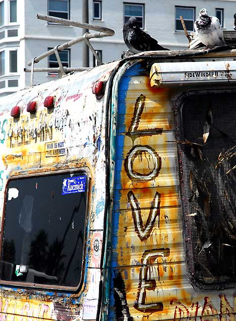 Hippy RV - Spirit of Venice collection - public parking lot, Rose Avenue and Ocean Front Walk, Venice Beach, California