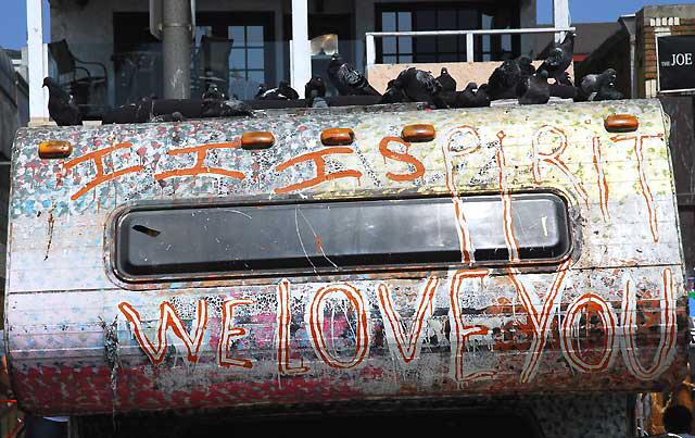 Hippy RV - Spirit of Venice collection - public parking lot, Rose Avenue and Ocean Front Walk, Venice Beach, California