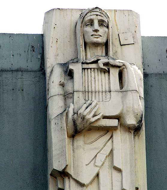 Cast detail, Hollywood-Western Building, constructed in 1928 from a design by architect S. Charles Lee, on the southwest corner of Hollywood Boulevard and Western Avenue