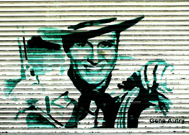 Gene Autry graphic on roll-up door, Hollywood Boulevard