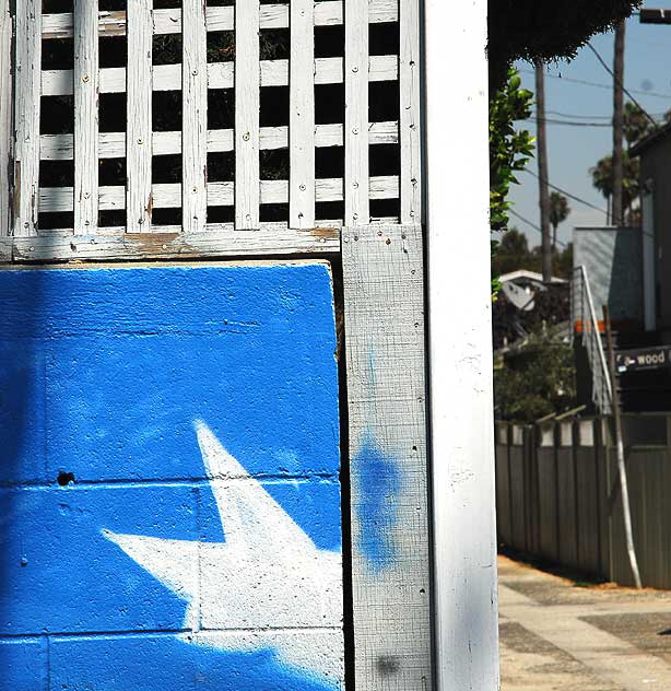 Detail of the "New World Border" mural in the parking lot behind the offices of The Social and Public Art Resource Center, SPARC, 685 Venice Boulevard, Venice, California 