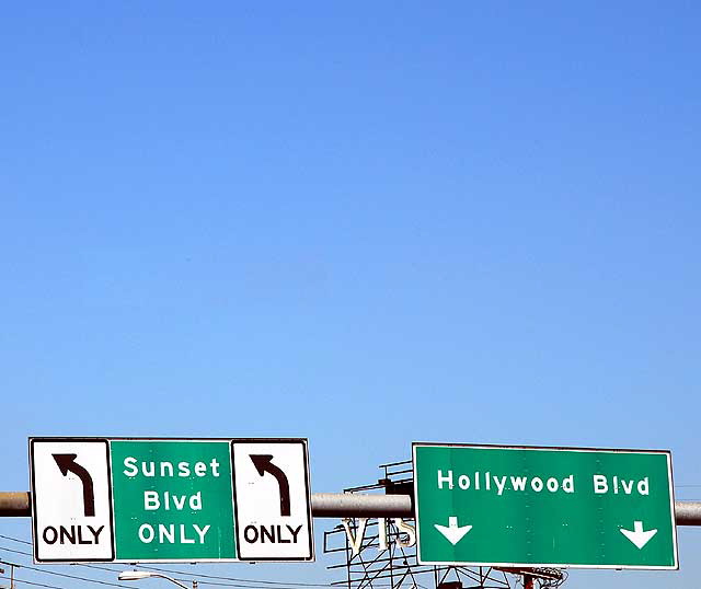 Where Sunset and Hollywood Boulevard cross, east of Hollywood