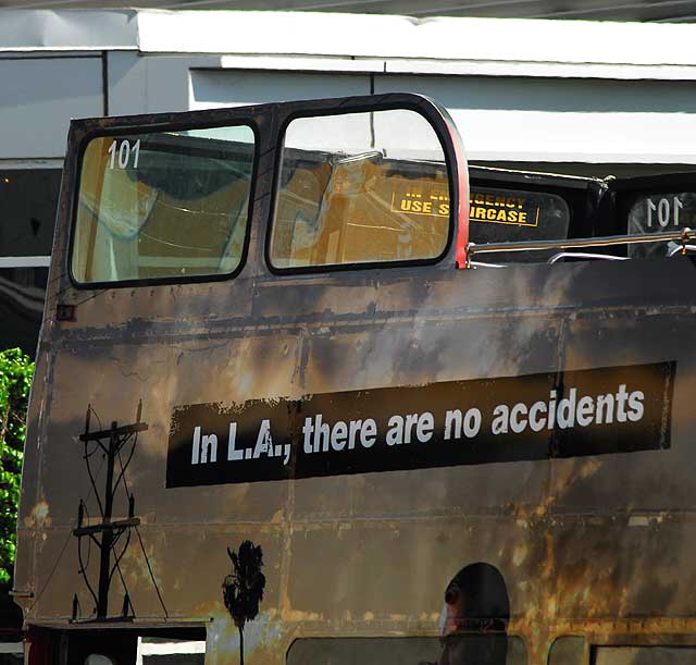 "No Accidents in LA" - tour bus, Sunset Boulevard at Cahuenga in Hollywood