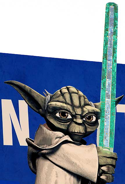 LA Dodgers billboard featuring Yoda, Sunset Boulevard at Cahuenga in Hollywood