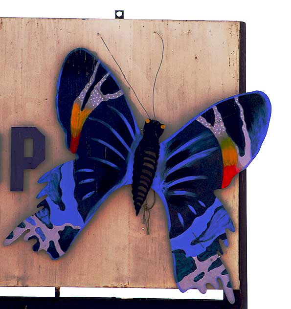 Butterfly Billboard, auto repair shop, south of Sunset Boulevard on Cahuenga in Hollywood