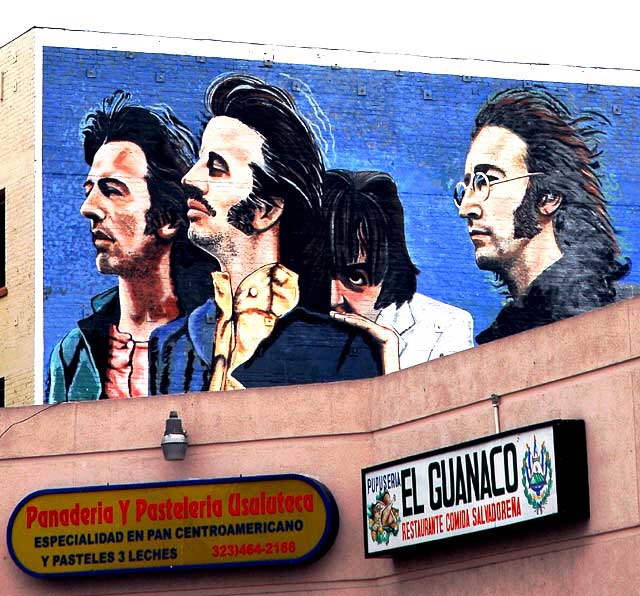 Mural on an apartment building at Santa Monica Boulevard and North Wilton Place, a few blocks east of Paramount Studio - Beatles