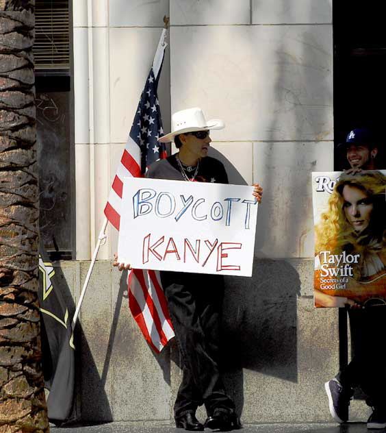 Boycott Kayne West - protest on Hollywood Boulevard, Tuesday, September 15, 2009