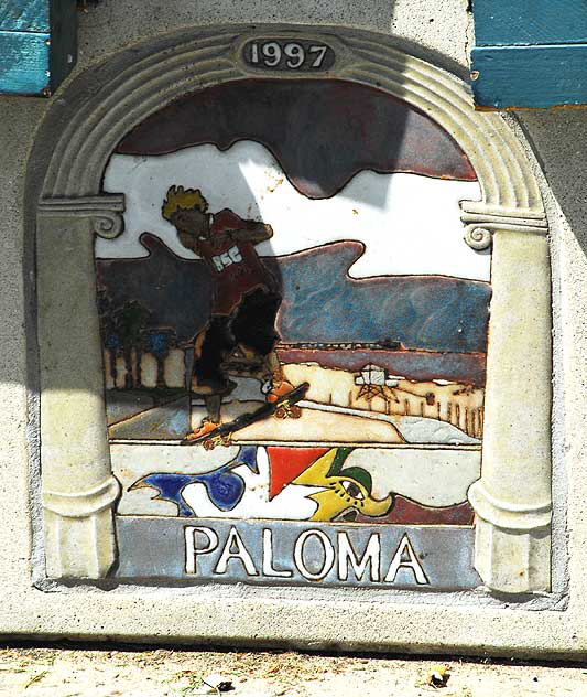 Paloma, public bench at Paloma and Ocean Front Walk in Venice Beach
