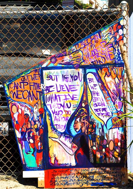 Fence message, Ocean Front Walk in Venice Beach