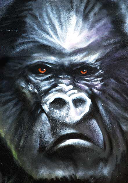 Gorilla face, graffiti wall in alley behind Melrose Avenue