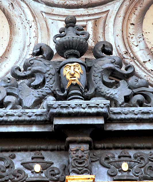 Dark grays  the 1926 El Capitan Theater with its Spanish Colonial exterior designed by Stiles O. Clements of the architectural firm of Morgan, Walls and Clements