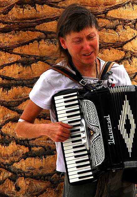 Woman playing Amazing Grace on her Universal Accordion, Hollywood Boulevard